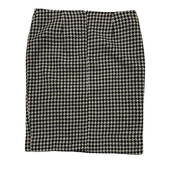 WHBM 6 Houndstooth Lined Wool Blend Skirt White House Black Market Alabama - Picture 3 of 5